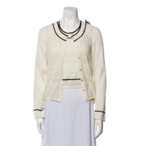 Classic Les Copains‎ Cream/Black Knit Twinset Sweater Set SZ 46 (XS-S)